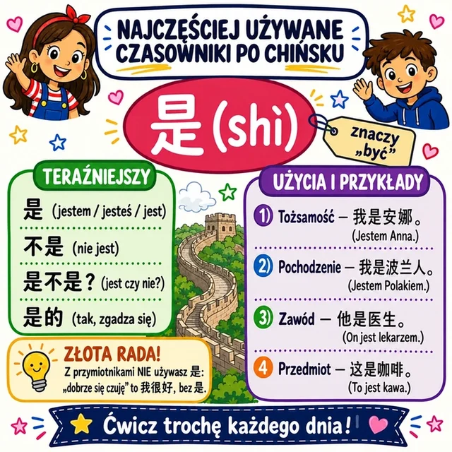 Mapa myśli: czasownik 是 (shì)